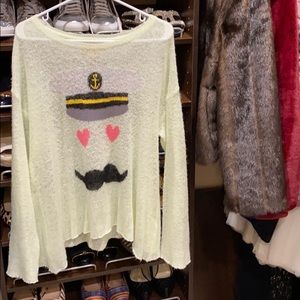 Wildfox Mustache captain  label Lennon sweater